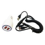 Универсално USB зарядно за кола с два порта и USB кабел 3 в 1  В - Image 2
